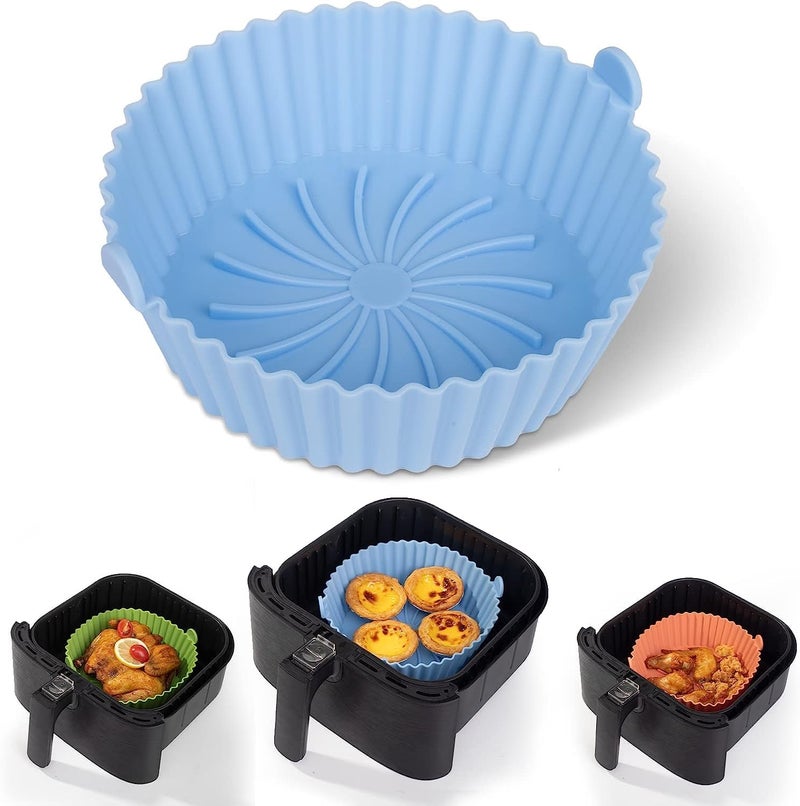 Konquer TimeS Silicone Air Fryer Liners,Replaces Flammable Parchment Paper, Air Fryer Silicone Basket Non-Stick Safe & Easy to Clean,Reusable.(Top: 8inch, Bottom: 6.75inch) Multicolor (8 inch, 1) - Image 1