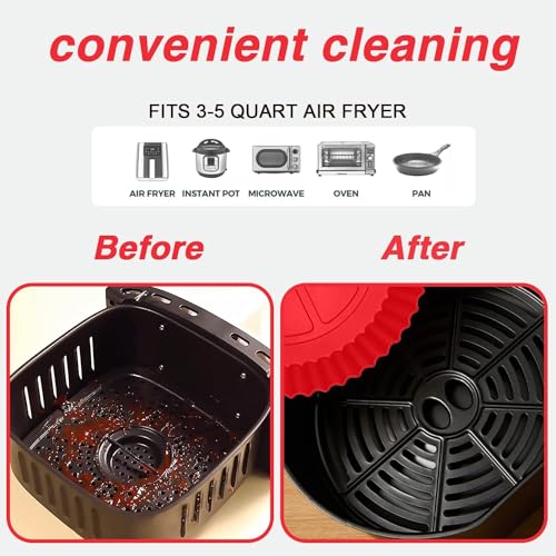 Konquer TimeS Silicone Air Fryer Liners,Replaces Flammable Parchment Paper, Air Fryer Silicone Basket Non-Stick Safe & Easy to Clean,Reusable.(Top: 8inch, Bottom: 6.75inch) Multicolor (8 inch, 1) - Image 5