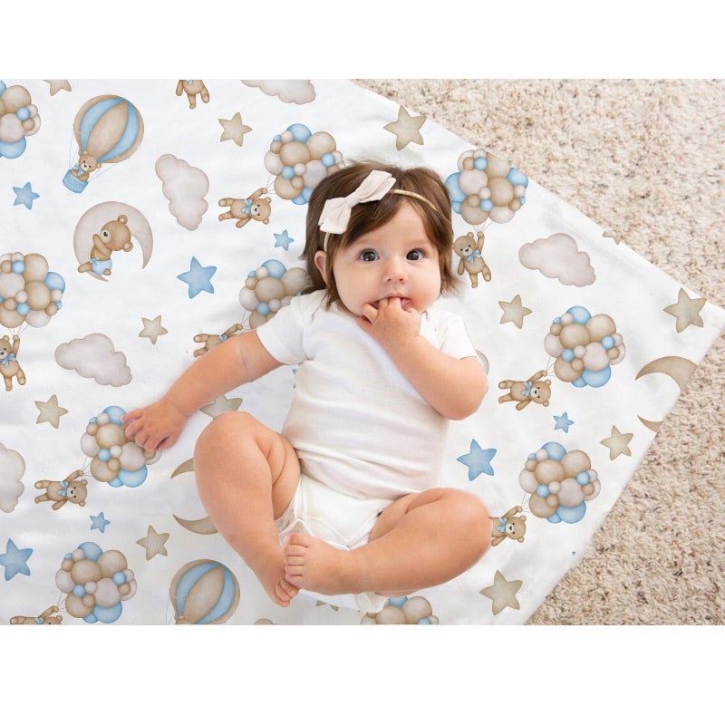 Buerhanerry Bear Baby Blanket for Unisex Boys Girls, Blue Bear Toddler Soft Minky Blanket with Double Layer Dotted Backing, Nursery Newborn Baby Crib Receiving Blanket, 30"x40" - Image 5