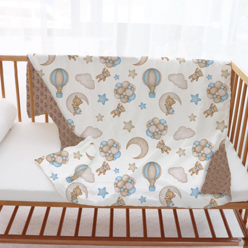 Buerhanerry Bear Baby Blanket for Unisex Boys Girls, Blue Bear Toddler Soft Minky Blanket with Double Layer Dotted Backing, Nursery Newborn Baby Crib Receiving Blanket, 30"x40" - Image 4