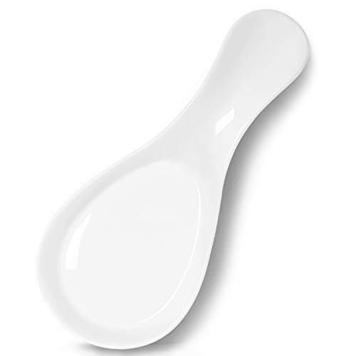 GDCZ Porcelain Spoon Rest Large Spoon Holder Utensil Rest for Kitchen Counter Stove Top Dishwasher Safe White