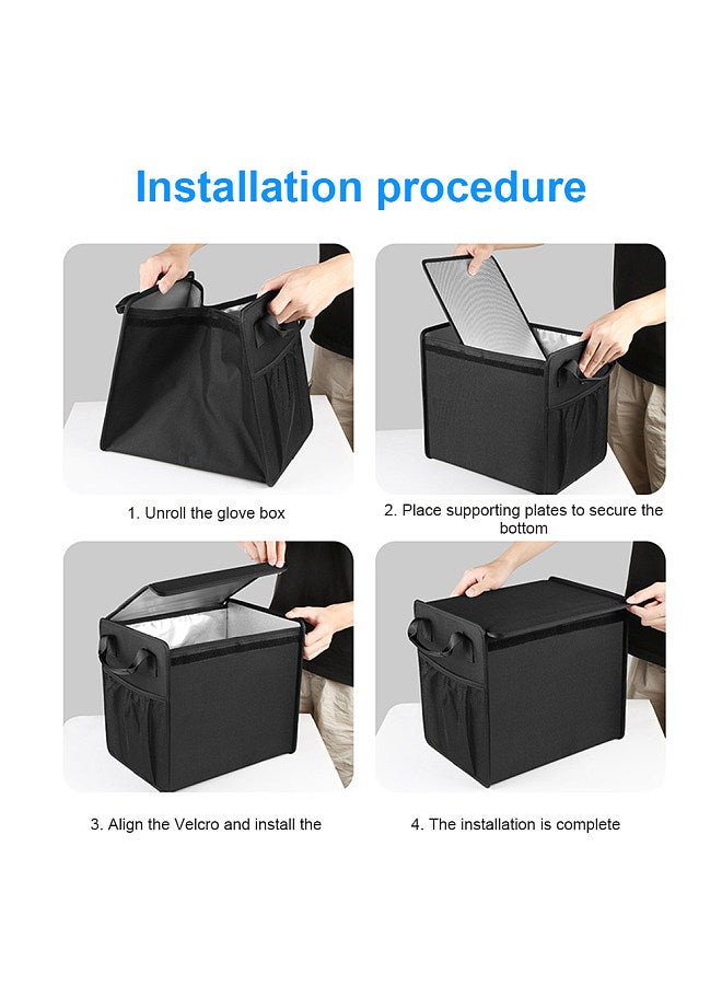 Car Trunk Organizer Bag Insulated Waterproof for Car Sedan SUV MPV  Foldable 600D Oxford Cloth Travel Organization Storage Box with 2 Mesh Bag Portable Handle  - Image 2
