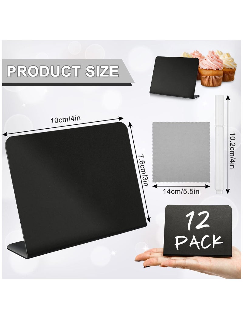 Mini Chalkboard Signs with 3 Marker Pens and 1 Gray Cleaning Cloth Small Black Chalk Board Signs Erasable Rectangle Chalkboard for School Message Board Sign Wedding Birthday PartyPackage Cont - Image 4