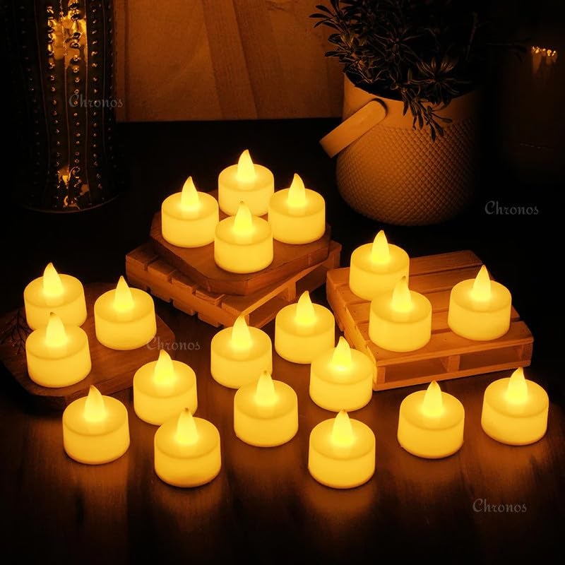 Chronos LED Tea Light Candles | Bright Amber Yellow - Image 1