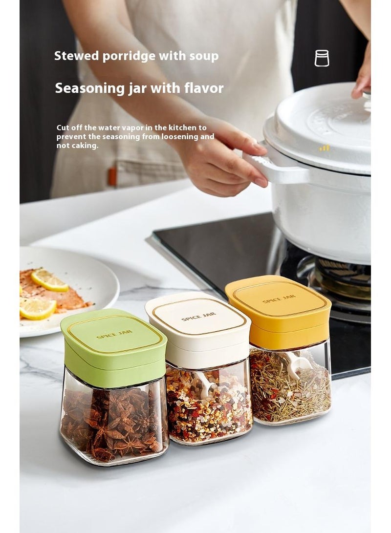 Bluejw Seasoning Jar Organizer Condiment Jar Spice Container Kit With Rack And Spoons, 3Pc Clear Glass Kitchen Spice Pots, Salt Pepper Sugar Storage, Container Condiment Jars Seasoning Box - Image 5