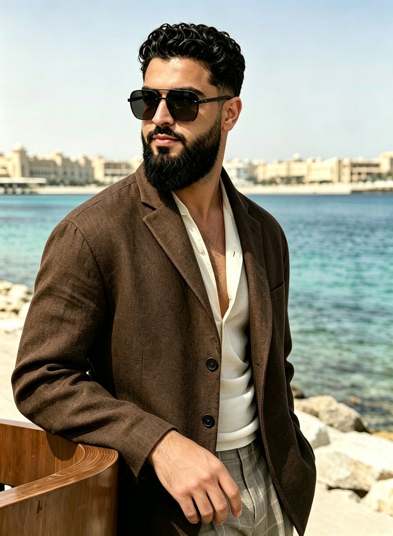 Okasiuv 2026 Newest Men's Sunglasses - Oversized Frame for Face Slimming, UV Protection Semi-Rimless Sunglasses, Ideal for Driving - Image 3