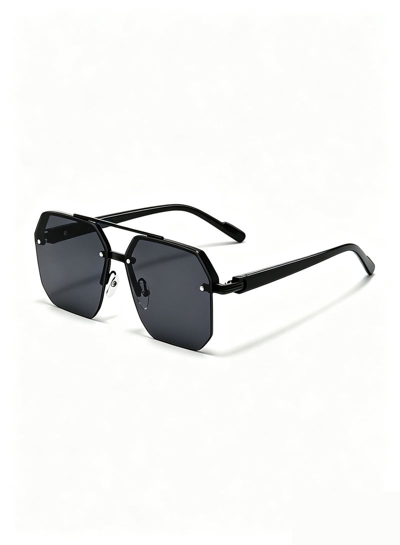 Okasiuv 2026 Newest Men's Sunglasses - Oversized Frame for Face Slimming, UV Protection Semi-Rimless Sunglasses, Ideal for Driving - Image 1