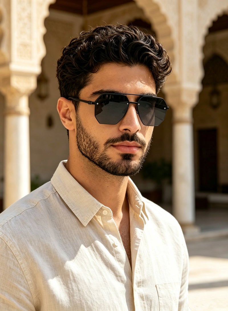 Okasiuv 2026 Newest Men's Sunglasses - Oversized Frame for Face Slimming, UV Protection Semi-Rimless Sunglasses, Ideal for Driving - Image 2