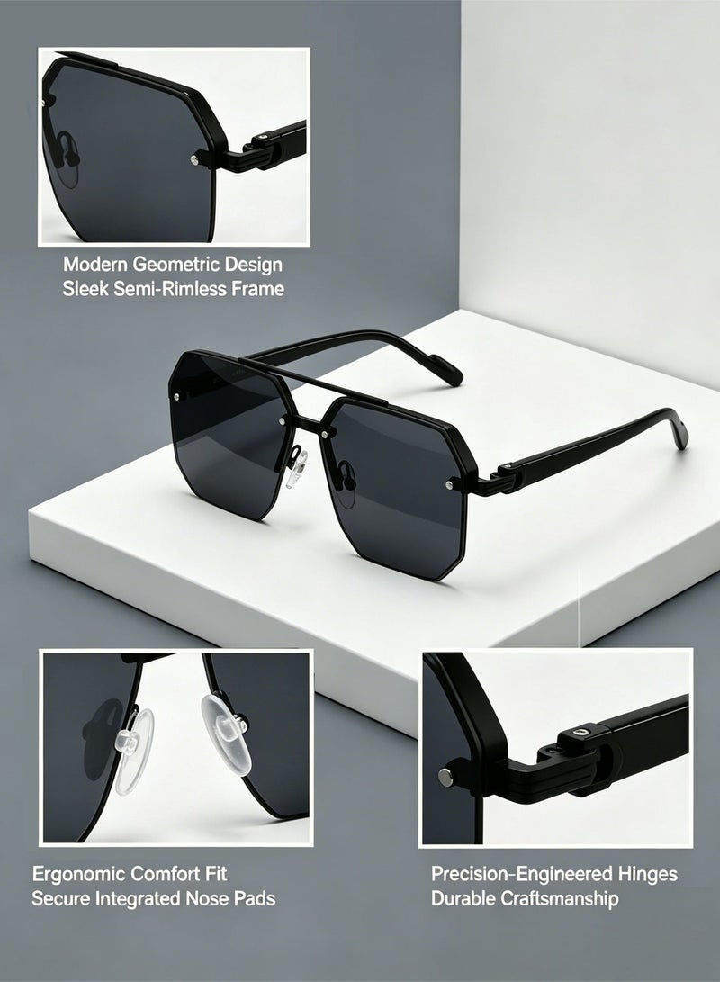 Okasiuv 2026 Newest Men's Sunglasses - Oversized Frame for Face Slimming, UV Protection Semi-Rimless Sunglasses, Ideal for Driving - Image 5