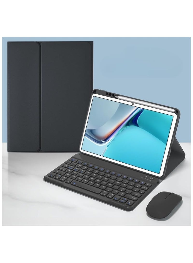 Keyboard Compatible with Honor Pad 9 12.1-inch Leather Case Built-in Pencil Slot, Magnetic Detachable Wireless Bluetooth Keyboard for Honor Pad 9 with Mouse
