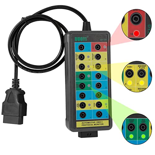 DUOYI OBD2 Breakout Box Can Bus Breakout Box with LED Light Auto OBDII Protocol Detector 16-Pin OBD2 Breaker Box Automotive Electrical Diagnostic Tools Can Bus Analyzer with 35inch Cable - Image 1