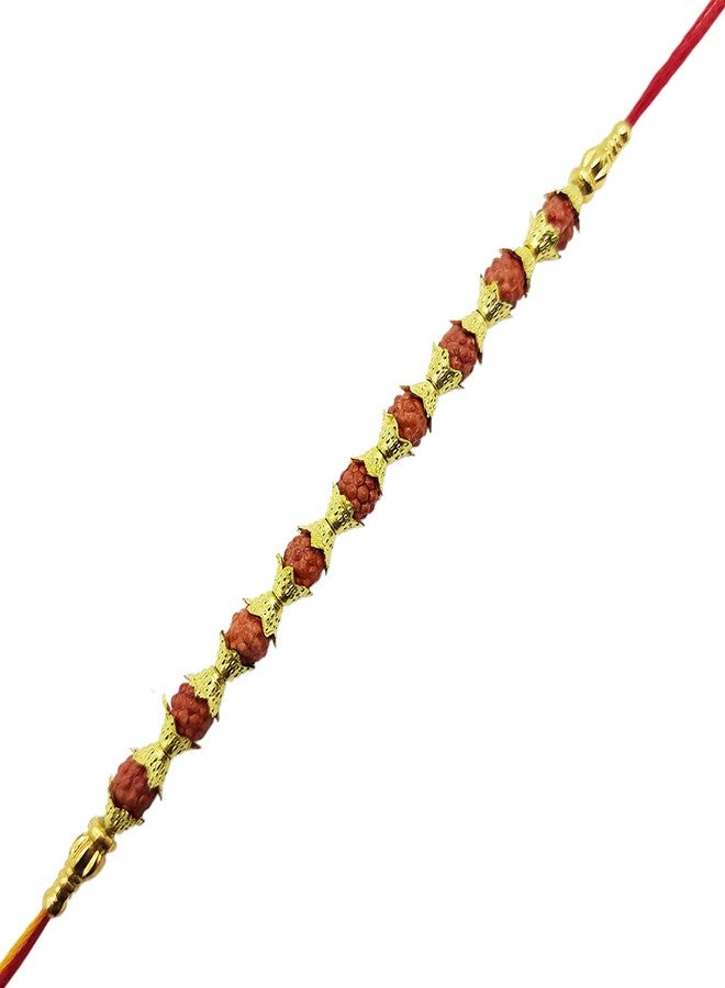 Ascension Designer Rudraksh Rakhi with Metal Lumba Kada Chuda Set Raksha Bandhan Gift Band Moli Bracelet Stone Pearl Designer Rakhi for Brother bhaiya bhabhi with Roli Tilak Pack - Image 2