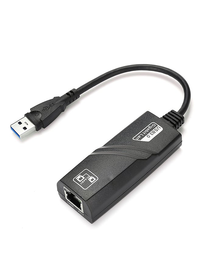 محول شبكة اتصال محلية إيثرنت من USB 3.0 إلى RJ45 جيجابت بسرعة 1000 ميجابت في الثانية أسود