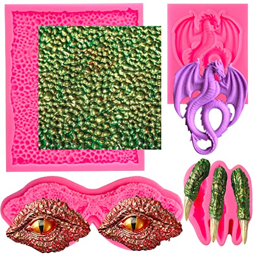 Rainmae Dragon Silicone Fondant Molds - Dragon Eyes Longan Dinosaur Claws Skin Chocolate Mold for Baking Cake, Candy, Cupcake Decoration, Polymer Clay, Resin, Jewelry, Crafting Projects - Image 1