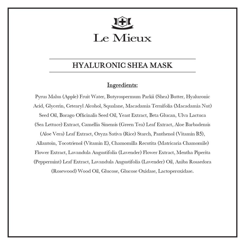 Le Mieux Hyaluronic Shea Mask - Hydrating Cream Mask for Dry & Mature Skin with Shea Butter & Botanical Extracts, Hyaluronic Acid Facial Mask with No Parabens or Sulfates (2 oz / 60 ml) - Image 3