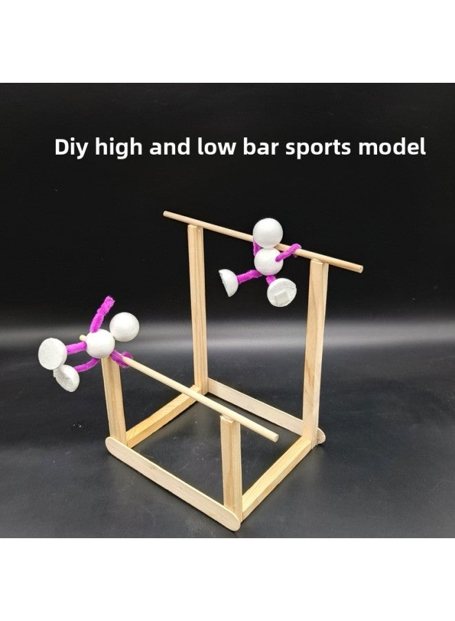 Three-dimensional Composition Material General Technical Works Self-made Sports Little Man Wooden Diy Handmade Wood Assembled Model-Color:Basketball Sports Full Version  - Image 2