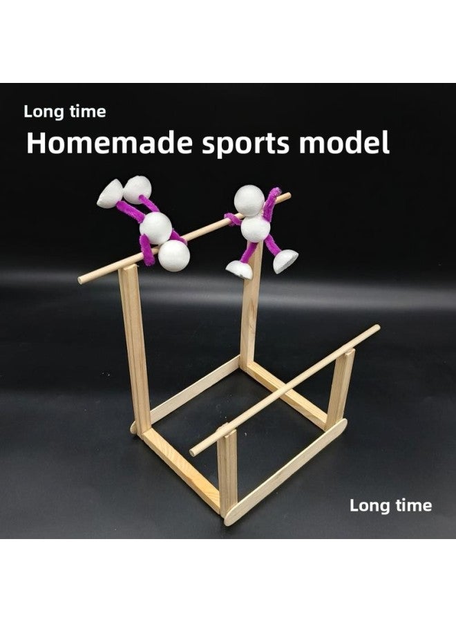 Three-dimensional Composition Material General Technical Works Self-made Sports Little Man Wooden Diy Handmade Wood Assembled Model-Color:Basketball Sports Full Version  - Image 3