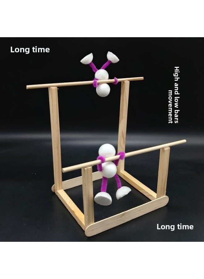Three-dimensional Composition Material General Technical Works Self-made Sports Little Man Wooden Diy Handmade Wood Assembled Model-Color:Basketball Sports Full Version  - Image 5