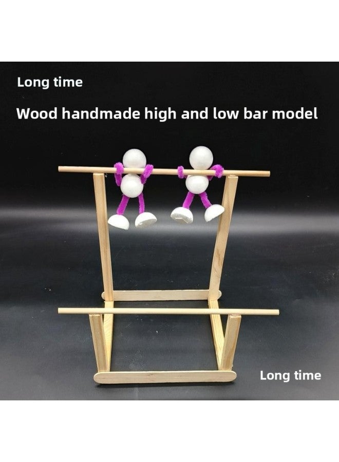 Three-dimensional Composition Material General Technical Works Self-made Sports Little Man Wooden Diy Handmade Wood Assembled Model-Color:Basketball Sports Full Version  - Image 4