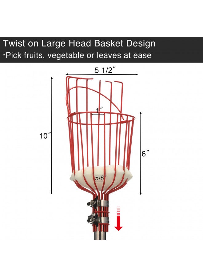 DonSail عمود قطف الفواكه من دونسايل مع سلة قابل للتلسكوب، عمود قطف البرتقال القابل للتعديل مع سلة بطول 35-150 بوصة، قطف المانجو والأفوكادو والتين والبندق والكمثرى والبرتقال والجريب فروت والليمون للفاكهة من الشجرة - Image 2
