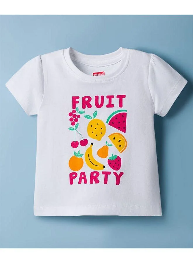 Babyhug Babyhug Cotton Knit Half Sleeves T-Shirt & Short Night Suit With Fruit Print - White