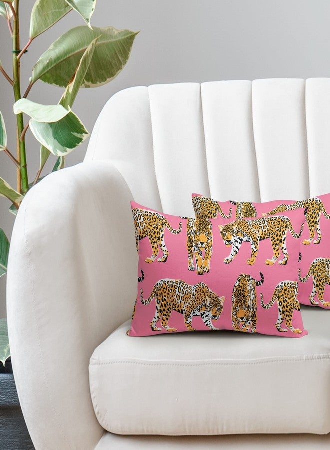 aportt Hot Pink Cheetah Rectangular Throw Pillow Covers 12X20 Inches Set of 2 Preppy Pillows Chic Leopard Wildlife Animal Pillow Cover Home Decor for Sofa Couch Dorm Room Bed Porch Outdoor - Image 5