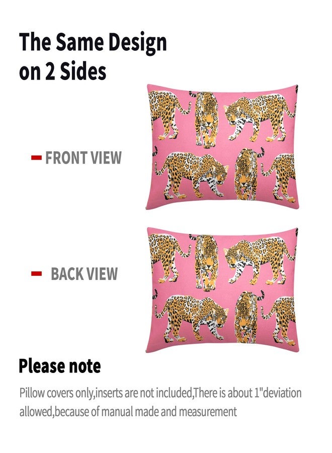 aportt Hot Pink Cheetah Rectangular Throw Pillow Covers 12X20 Inches Set of 2 Preppy Pillows Chic Leopard Wildlife Animal Pillow Cover Home Decor for Sofa Couch Dorm Room Bed Porch Outdoor - Image 4