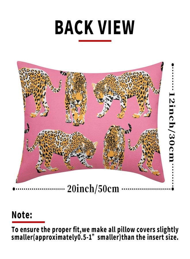 aportt Hot Pink Cheetah Rectangular Throw Pillow Covers 12X20 Inches Set of 2 Preppy Pillows Chic Leopard Wildlife Animal Pillow Cover Home Decor for Sofa Couch Dorm Room Bed Porch Outdoor - Image 3