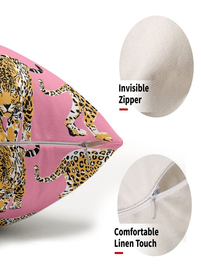 aportt Hot Pink Cheetah Rectangular Throw Pillow Covers 12X20 Inches Set of 2 Preppy Pillows Chic Leopard Wildlife Animal Pillow Cover Home Decor for Sofa Couch Dorm Room Bed Porch Outdoor - Image 2