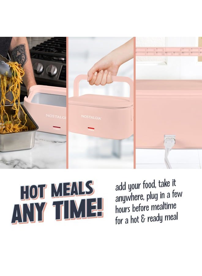 Nostalgia Portable Heated Lunch Box – 4-Cup Stainless Steel Food Warmer – Detachable Cord, Leak-Proof Lid, Carry Handle – Portable for Work & Travel – Cherry Blossom - Image 5