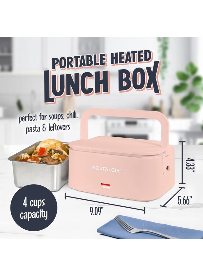 Nostalgia Portable Heated Lunch Box – 4-Cup Stainless Steel Food Warmer – Detachable Cord, Leak-Proof Lid, Carry Handle – Portable for Work & Travel – Cherry Blossom - Image 2