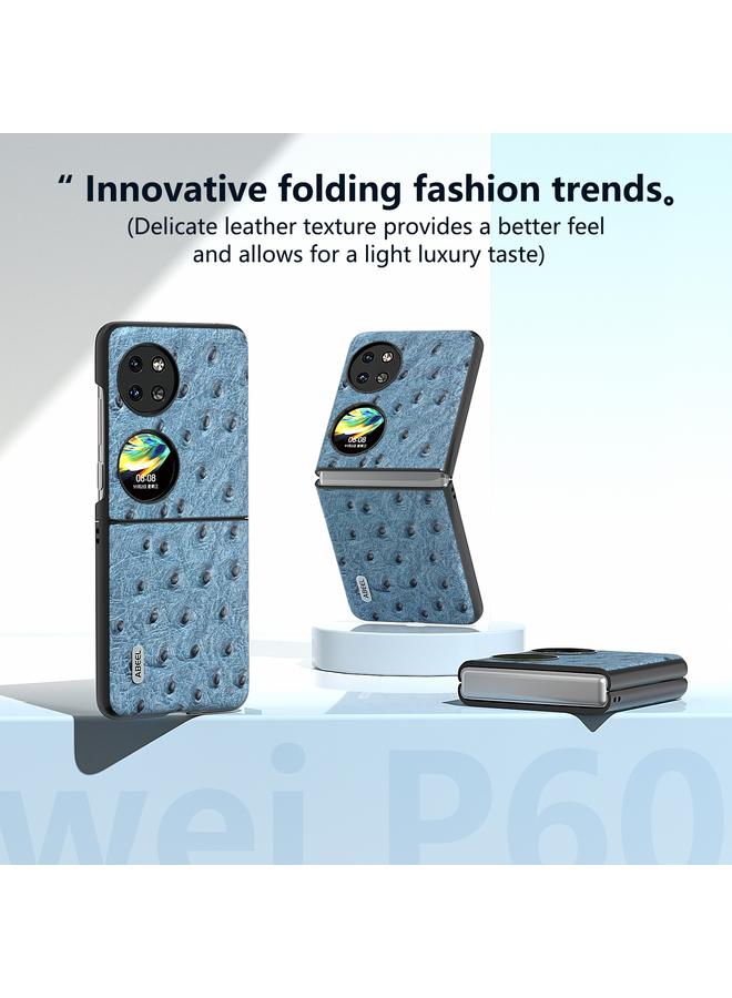 اس-توب جراب هاتف Huawei P60 Pocket من ABEEL مصنوع من الجلد الطبيعي بنقشة جلد النعام - Image 2