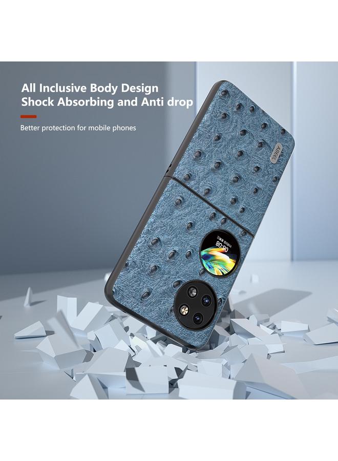 اس-توب جراب هاتف Huawei P60 Pocket من ABEEL مصنوع من الجلد الطبيعي بنقشة جلد النعام - Image 4