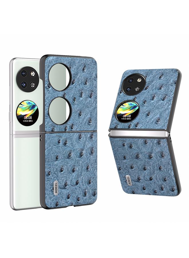 اس-توب جراب هاتف Huawei P60 Pocket من ABEEL مصنوع من الجلد الطبيعي بنقشة جلد النعام - Image 1