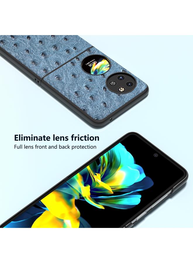 اس-توب جراب هاتف Huawei P60 Pocket من ABEEL مصنوع من الجلد الطبيعي بنقشة جلد النعام - Image 3