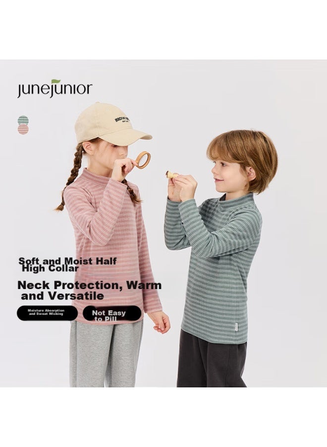 Junejunior , Children's Warm Top, Semi-turtleneck Undershirt, Boys And Girls Spring Autumn Winter Long-sleeve Inner Layer - Image 1