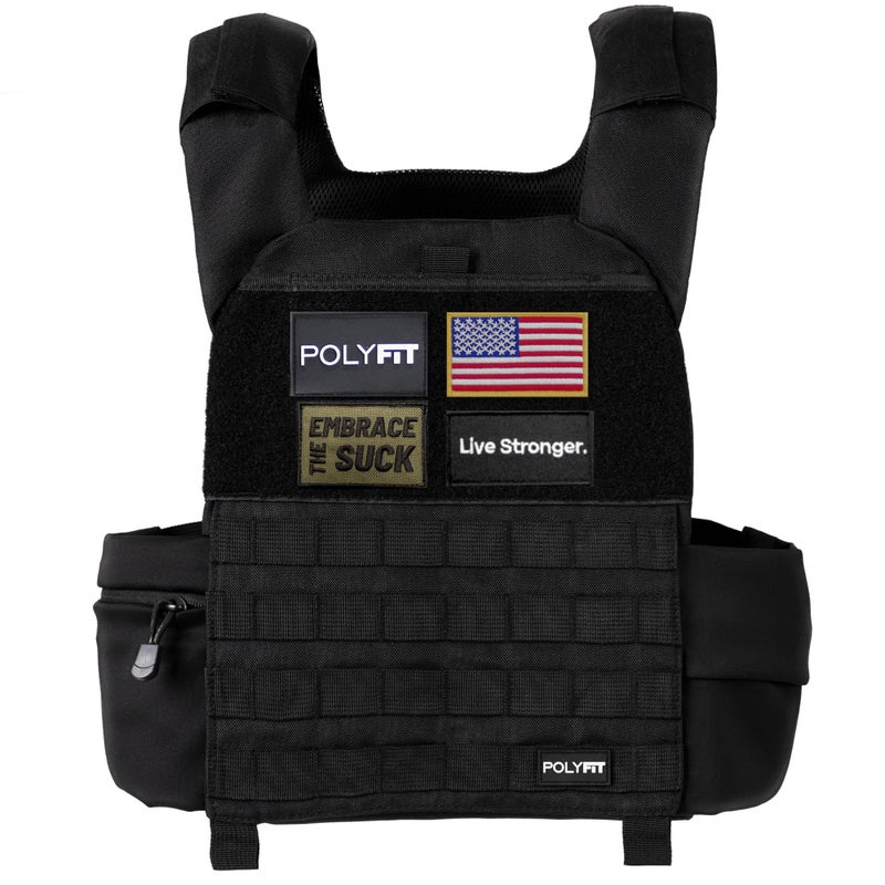 Polyfit (Fortify) Weighted Vest for Strength and Endurance Training, Fitness Workouts, Running, WODs - BLACK - Image 1