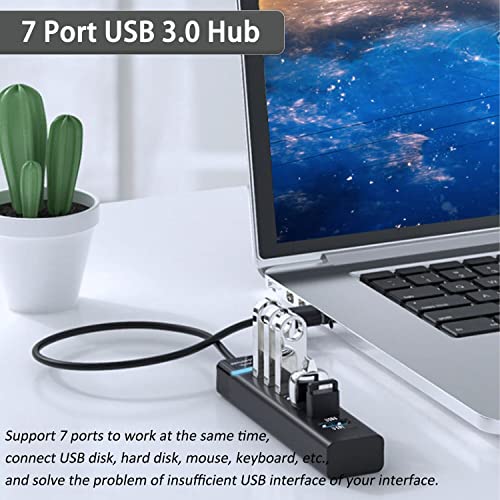 vienon USB Hub 3.0, VIENON 7-Port USB Data Hub Splitter for Laptop, PC, MacBook, Mac Pro, Mac mini, iMac, Surface Pro and More USB Devices - Image 2