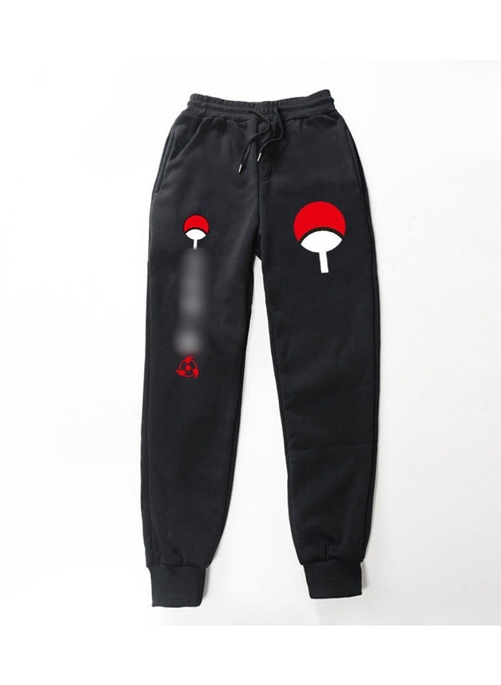 KUYING Anime Naruto Fashion Fleece Loose Legged Sports Pants  - Image 1
