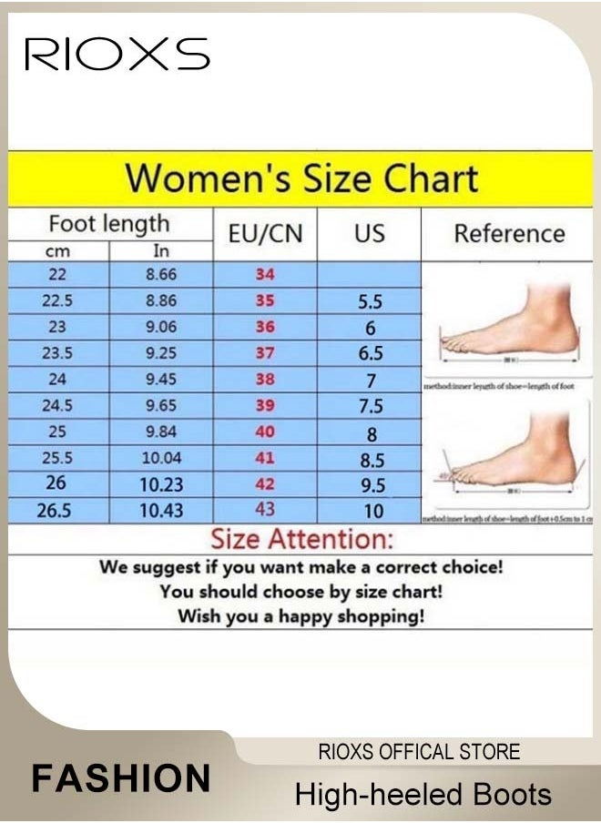 RIOXS Women's High-heeled Ankle Boots, Stylish Side Zipper Square-toe Lug Ankle Boots, Ladies High-quality Fashion Ankle Booties, Comfortable Leather Boots, Versatile Enough to Suit Various Occasions  - Image 5