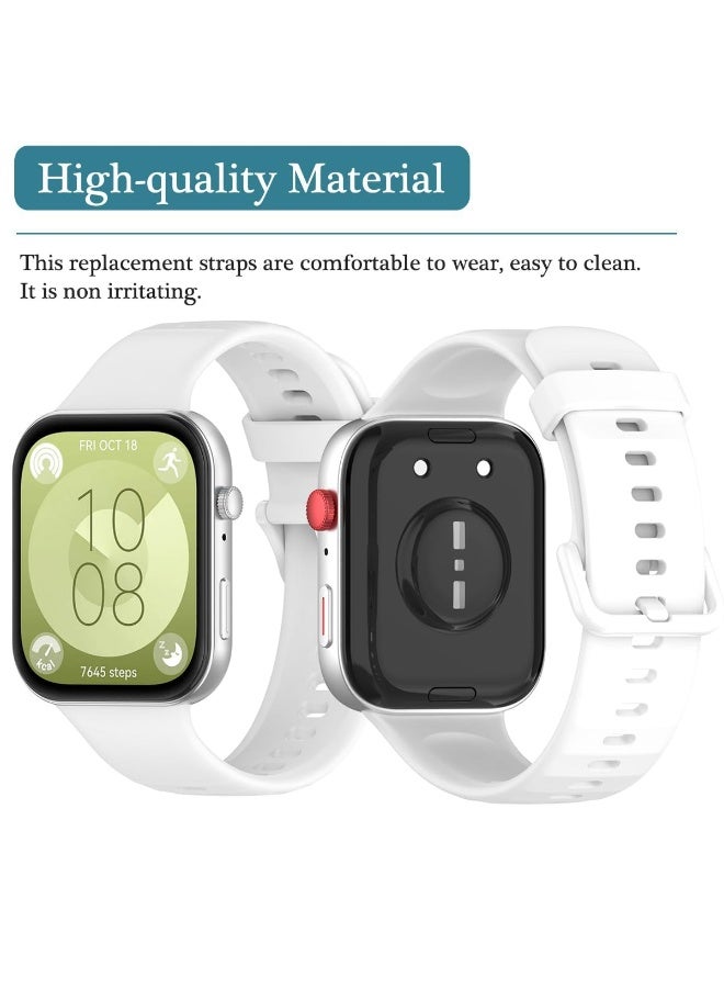 Strap Compatible with Huawei Watch Fit 3 Strap for Women Men Adjustable Replacement Wristband Silicone Sport Watch Band for Huawei Watch Fit 3 (White) - Image 3