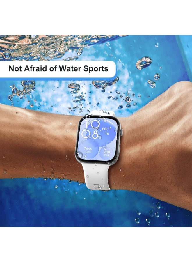 Strap Compatible with Huawei Watch Fit 3 Strap for Women Men Adjustable Replacement Wristband Silicone Sport Watch Band for Huawei Watch Fit 3 (White) - Image 4