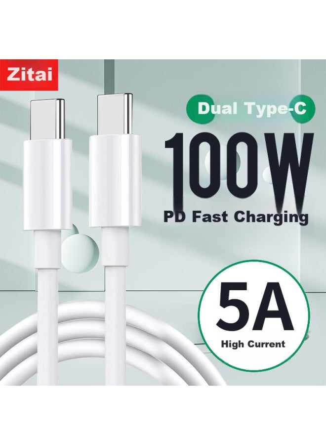 Zitai Compatible With Apple 16/15 Phones, Type-c Data Cable, Double-ended Pd 100w Fast Charging Cable, C To C Charging Cable For Ipad/macbook Laptops, 2 Meters White - Image 1