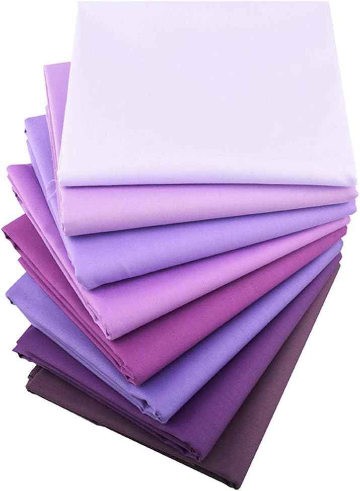 Hanjunzhao Solids Purple Fat Quarters Fabric Bundles, Pre-Cut Quilting Fabric for Sewing Crafting, 18 x 22 inches(Purple Solid) - Image 1