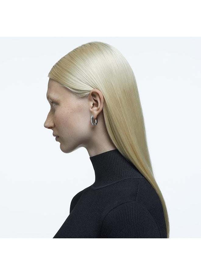 SWAROVSKI Small Octagonal Hoop Earrings, Pair of Pavé, White Crystal, Rhodium Plated Hoops, from the Dextera Collection - Image 3