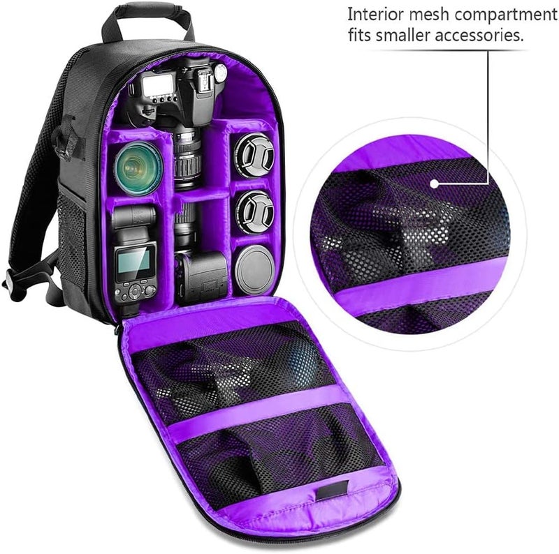 eWINNER Waterproof DSLR Camera Backpack with 15.6-inch Laptop Compartment - Large Capacity for Nikon, Canon, Sony (Purple) - Image 2