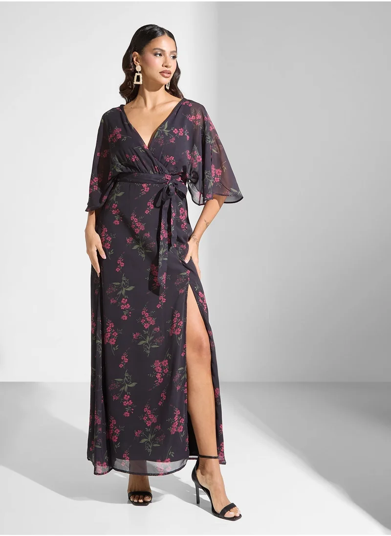 Anaya With Love Floral Prints Wrap Dress
