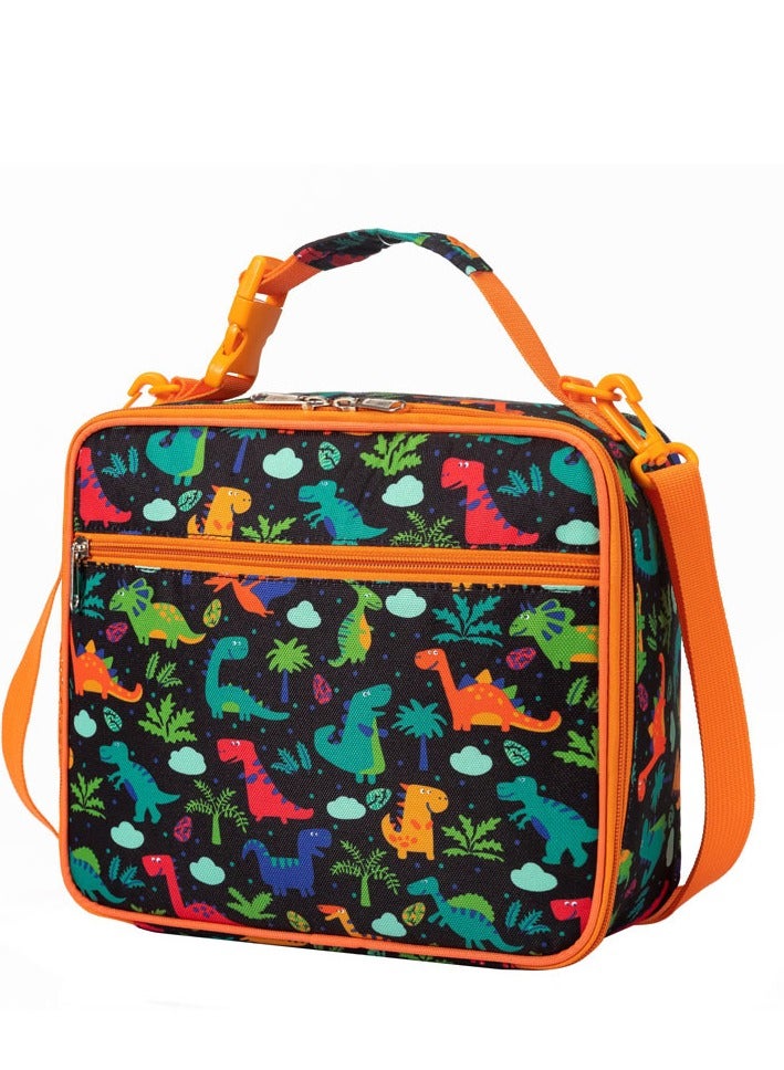 Portable school children cartoon lunch box bag with shoulder strap and bottle pocket for teens boys girls - Image 2