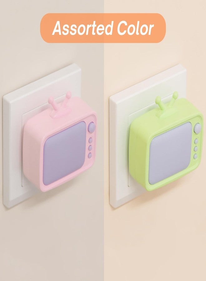 أسينشين مصباح ليلي للأطفال على شكل تلفزيون، مصباح LED يعمل بالكهرباء لغرفة الأطفال، إضاءة دافئة وباردة، موفر للطاقة، مصباح حائط ليلي محمول، قطعة ديكور لغرفة النوم، هدية عيد ميلاد، ديكور منزلي ومكتبي (متنوع) - Image 3