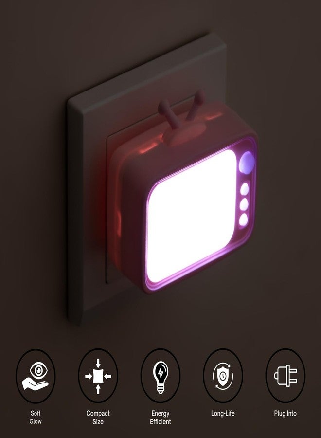 أسينشين مصباح ليلي للأطفال على شكل تلفزيون، مصباح LED يعمل بالكهرباء لغرفة الأطفال، إضاءة دافئة وباردة، موفر للطاقة، مصباح حائط ليلي محمول، قطعة ديكور لغرفة النوم، هدية عيد ميلاد، ديكور منزلي ومكتبي (متنوع) - Image 4